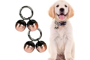 Whimsii Bells for Dog Collars with Easy Clip Clasps, Suitable for Medium to Large Dogs, Extra Loud Pet Tracker, Durable Collar Charms (Rose Gold & Black, 2 Pack)