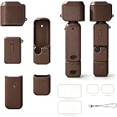 Homvnuy Silicone Protective Case for DJI Osmo Pocket 4 Creator Combo-Brown | 5 Pieces Soft Grip Cover Set, 2 pieces Tempered Glass Screen Protector, 2 pieces Lens Protector Film