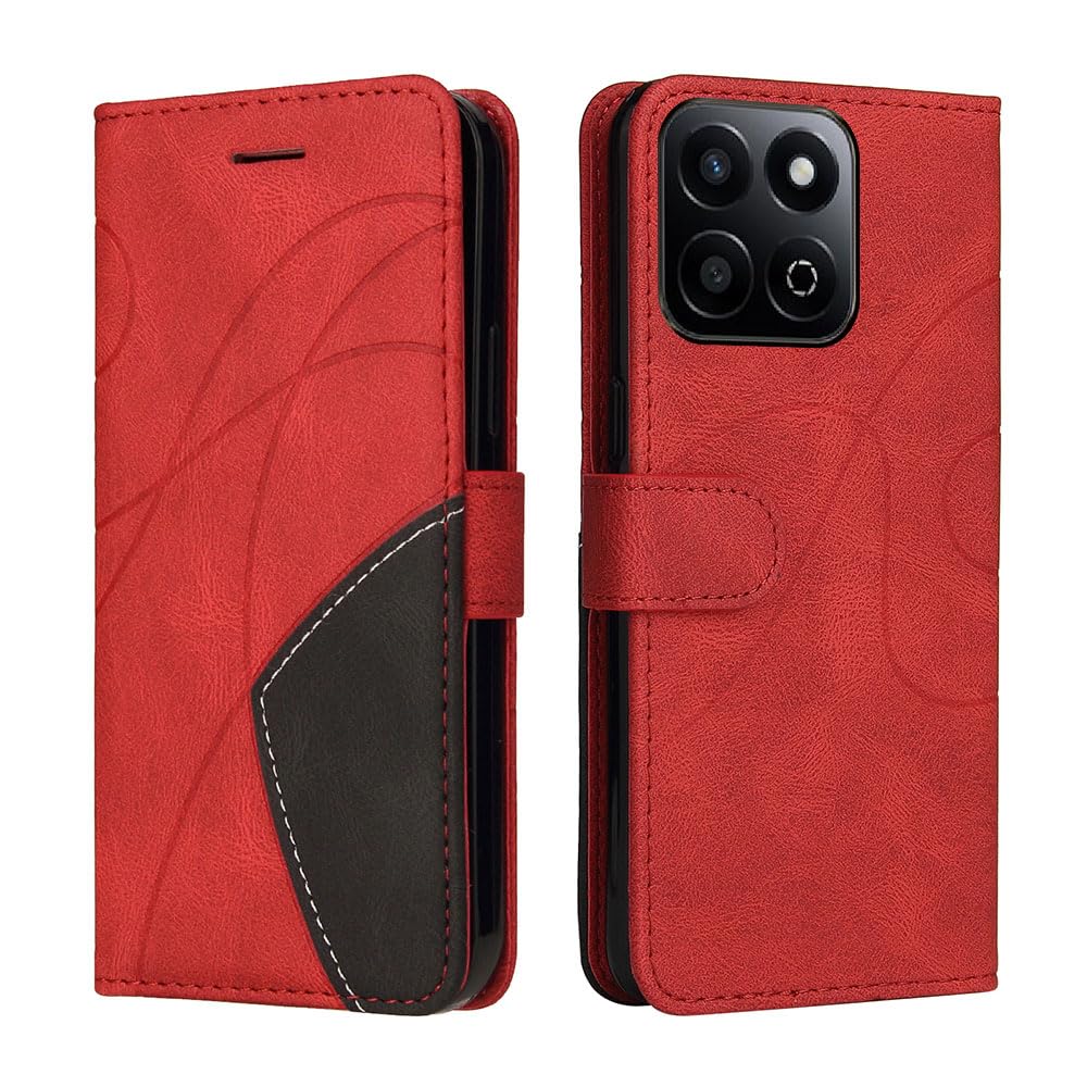 XINNI Protective Phone Case for Honor 200 Smart, PU/TPU Vintage Flip Leather Shockproof Cover Magnetic Book Style Wallet, Red — image 1