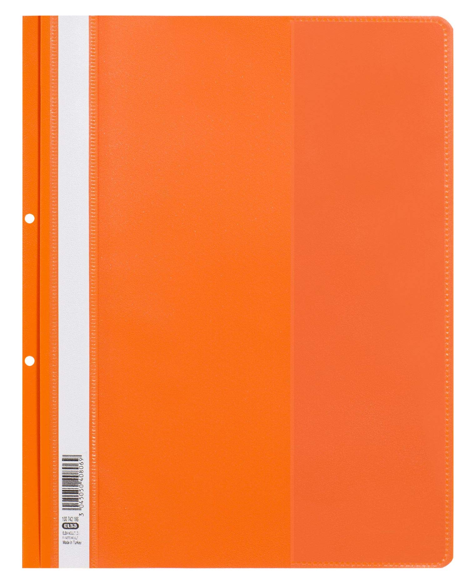 Elba 25 x A4 Orange Plastic 2 Hole Punched File Folders