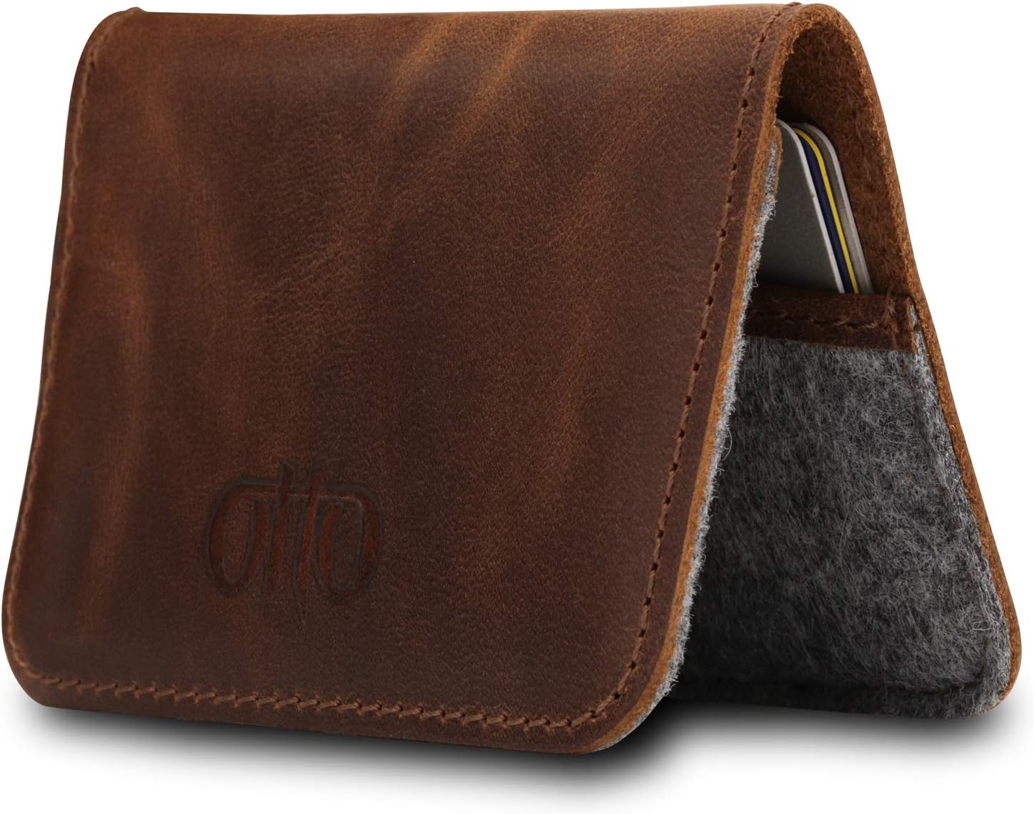 Otto Angelino Genuine Leather Ultra Slim Minimalist Cardholder Wallet - Unisex, Brown
