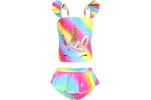 RuuYiicoco Little Girls Two Pieces Bikinis Unicorn Swimsuit Mermaid Tankini Bathing Suit