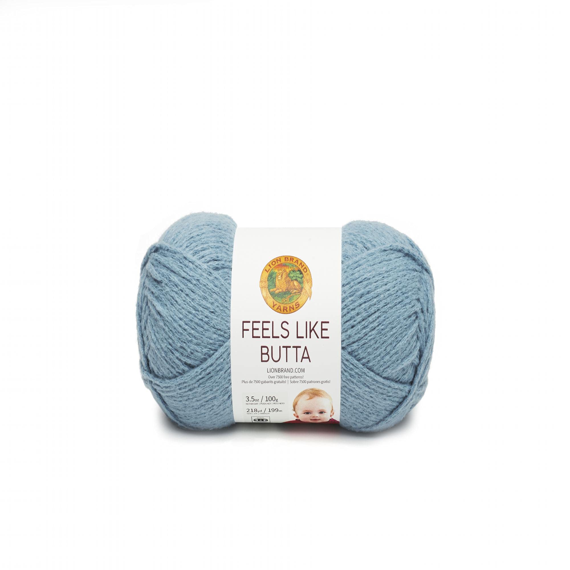 Lion Brand Yarn Feels Like Butta, Soft, Worsted Weight Yarn for Knitting, Crochet, and Crafts, Dusty Blue, 1 Pack