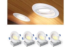 Ensenior 4 Pack 4 inch 5CCT LED Gimbal Led Recessed Light with Junction Box, 360°+90° Adjustable Directional Eyeball Lighting, Dimmable, 2700K/3000K/3500K/4000K/5000K, 900LM, 9W=85W, 120V-ETL&FCC