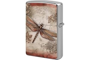 Dragonfly Animal Lighter Case Metal Double-Sided Graffiti Lighter Cover Lighters Protective Sleeve for Women Men Standard Lig
