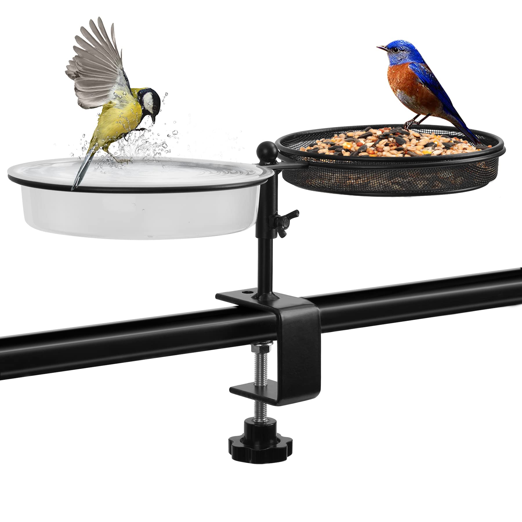 JUJOYBD Bird Feeder & Bath for Wild Birds, Bird House, Feeder Station for Balcony, Patio, Garden