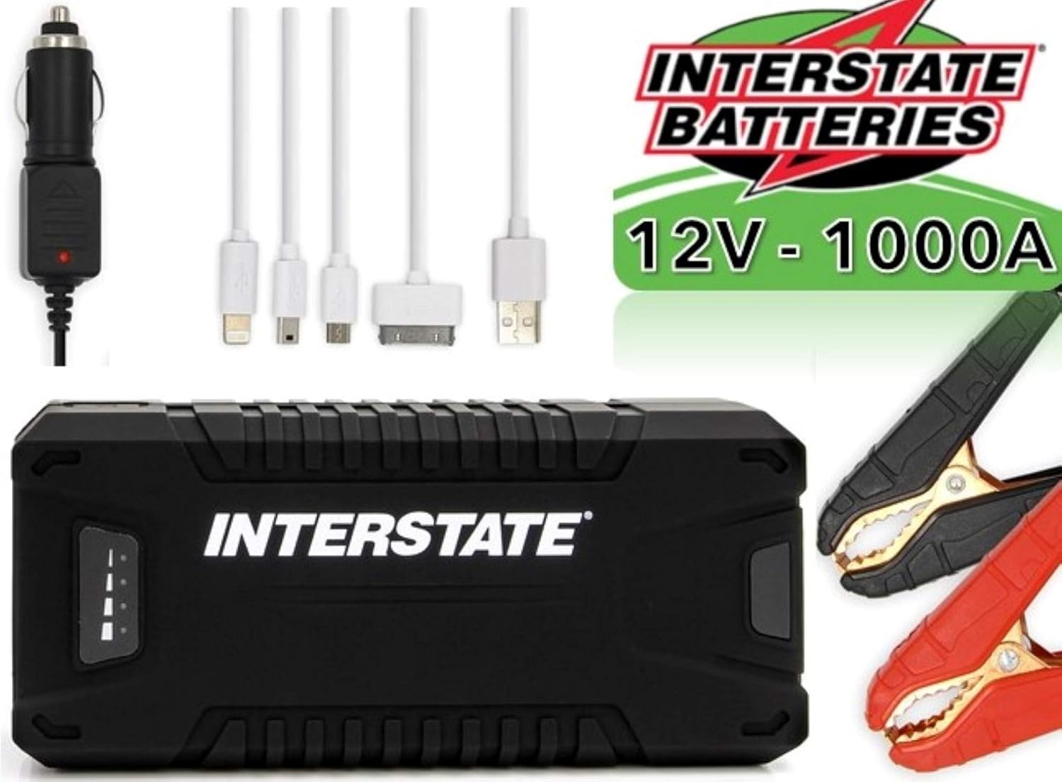 Interstate Batteries Charge and Go 12V Lithium Portable Jump Starter and Battery Charger - 1000A - 8.0L (PWR7020): Automotive