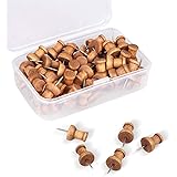 120 Pcs Wood Push Pins, Walnut, Standard, Wooden Thumb Tacks Decorative for Cork Boards Map Photos Calendar and Home Office C
