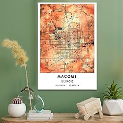 Macomb Map Poster, Illinois Map Art Poster, Map