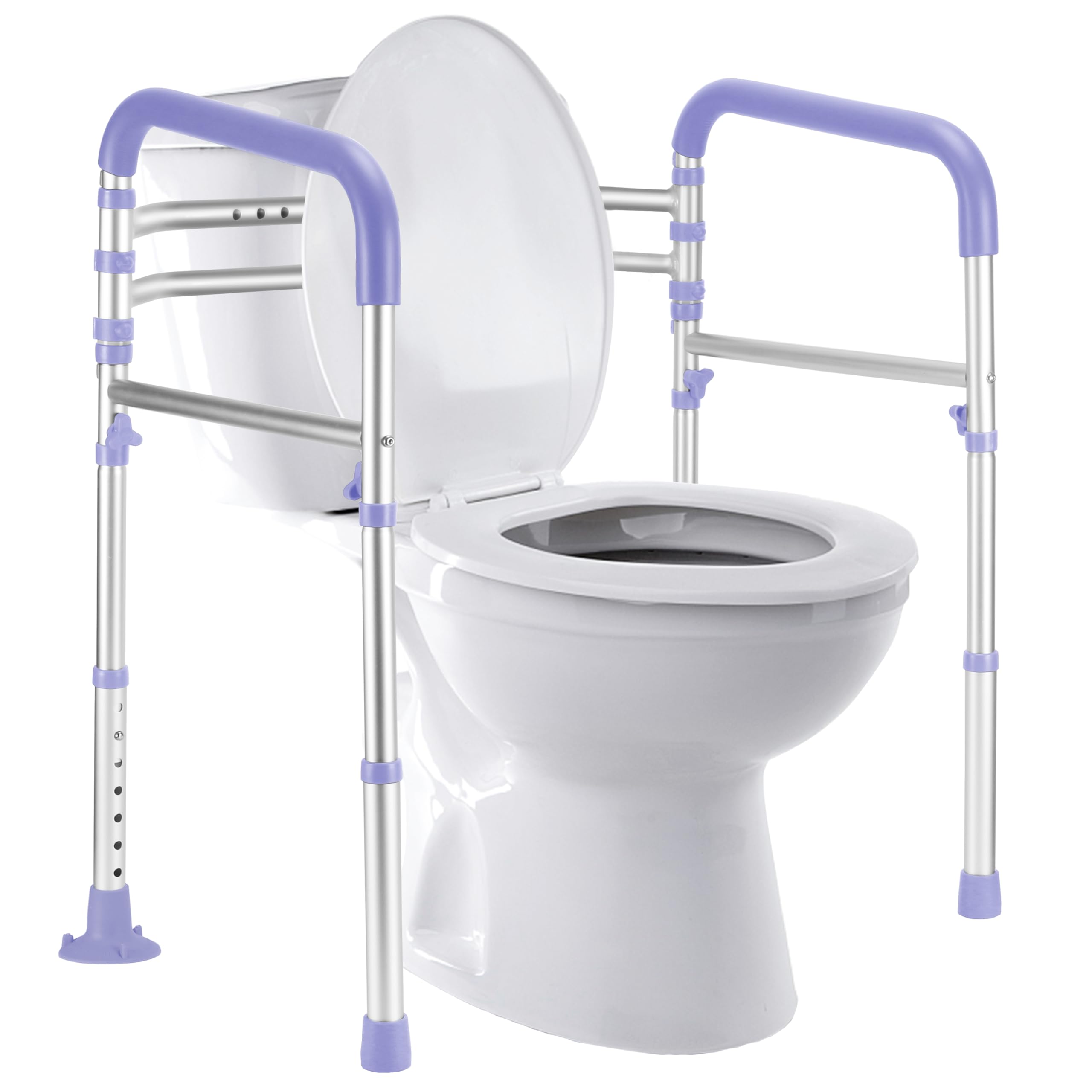Lianjindun Toilet Safety Rails, Adjustable Toilet Frame for Elderly, Seniors, Handicap & Disabled, Foldable Handicap Toilet Handles Fit Any Toilets（Purple） Image