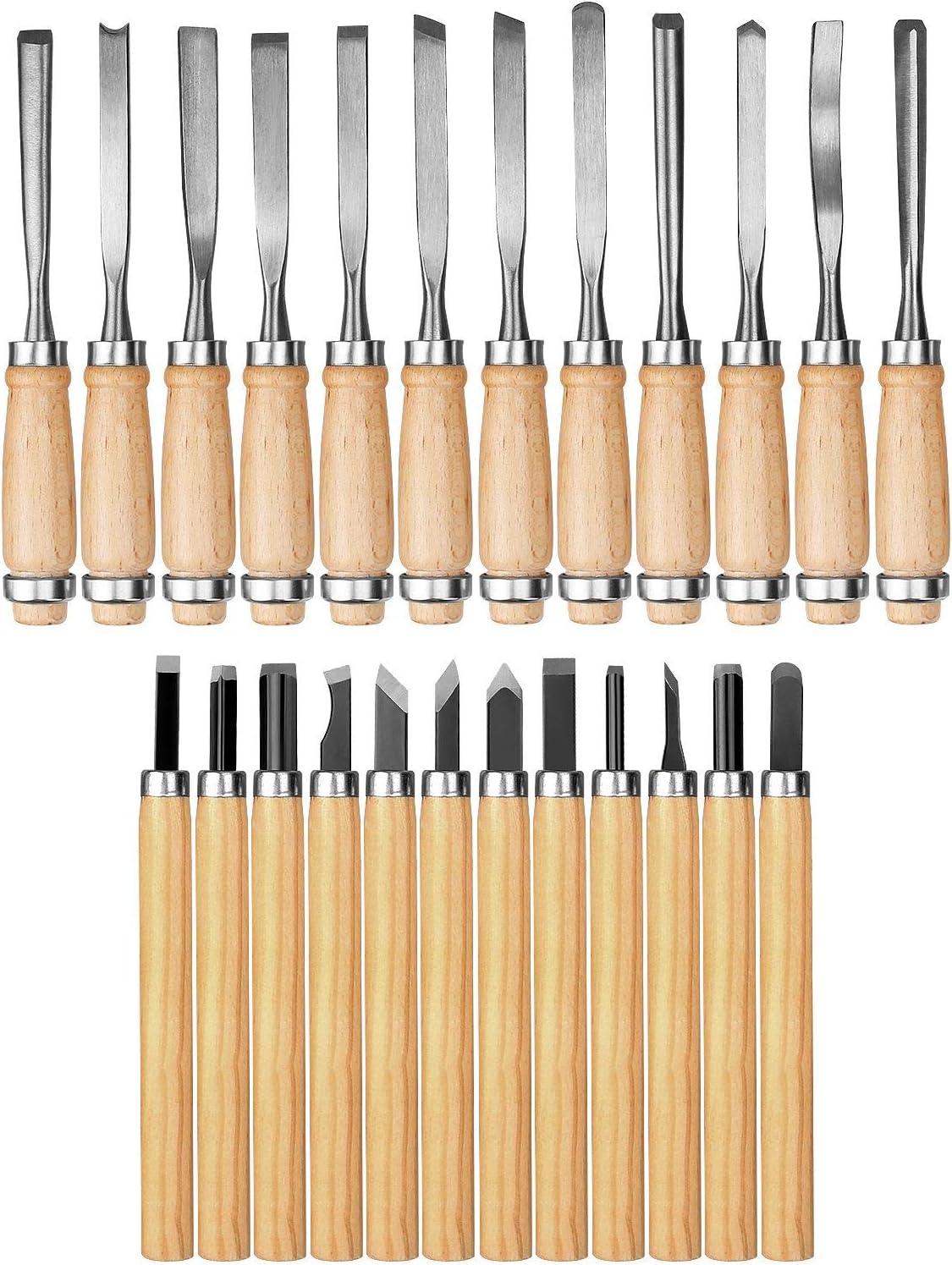 Professional Wood Carving Tools, 24 PCS Wood Carving Chisel