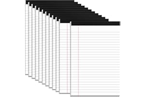 Roneky 12 Pack Note Pads 5x8, Small Legal Pads 5x8 White Writing Paper for Work, Mini Notepads College Ruled Paper with Sturdy Back 25 Lines, Perforated Legal Note Pad 5" x 8", 30 Sheets Per