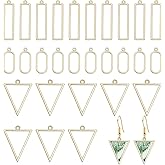 CHGCRAFT 30Pcs 3Styles Open Back Bezel Pendant Geometric Hollow Frame Charms Including Oval Rectangle Triangle for DIY UV Resin Epoxy Resin DIY Jewelry Earring Making, Light Gold