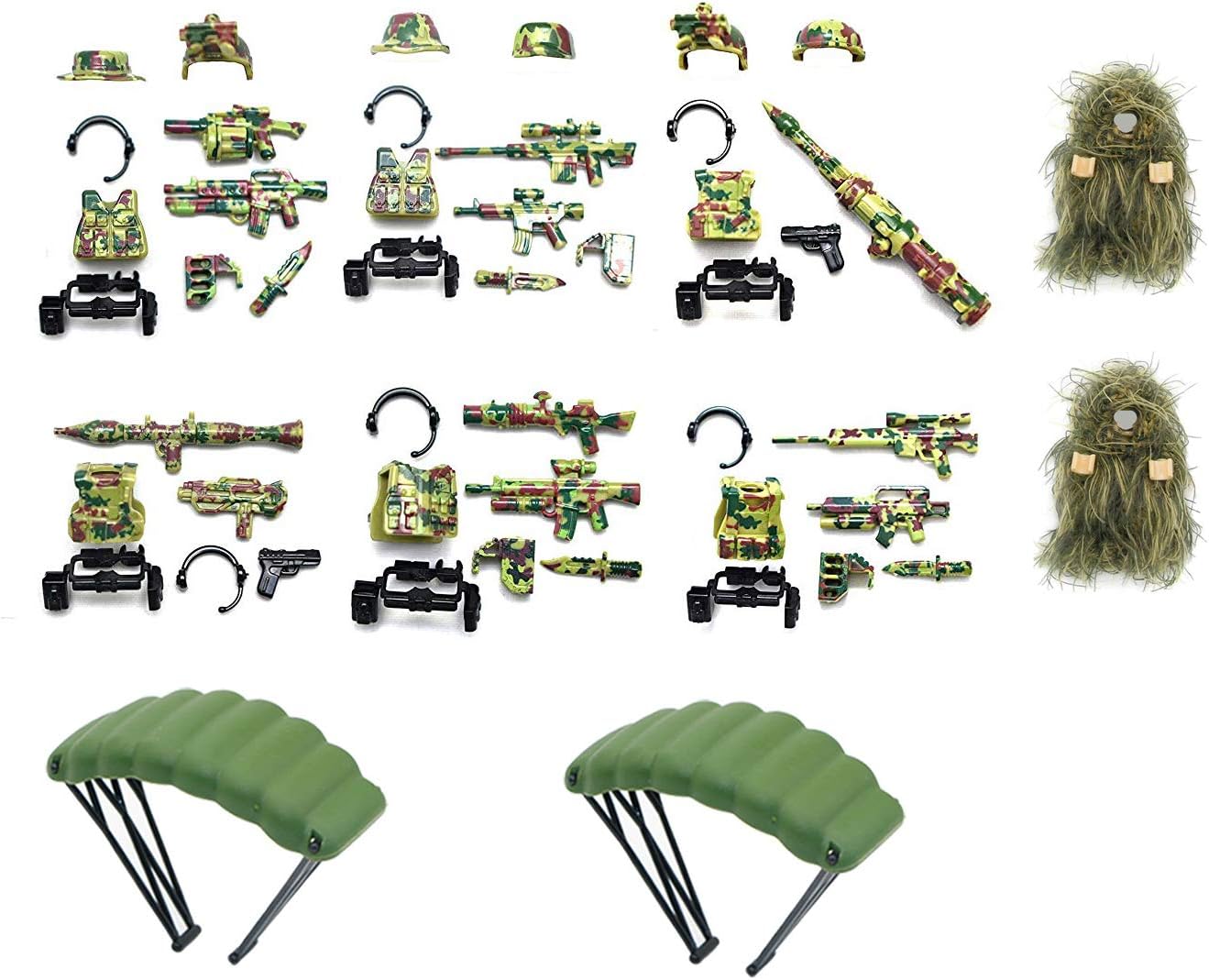 MAGMABRICK Camouflage Weapon Pack,Tactical Vest and Tactical Belt for Forest Battlefield Compatible with Legos