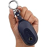 CISUI Leather Key Fob Cover with Keychain, Compatible with 2020-2022 Mercedes Benz E-Class, G-Class, and S-Class Smart Remote (Blue)