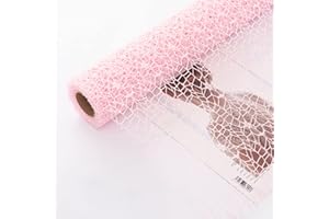 BANXIDI Korean Jacquard Net Mesh Openwork Floral Wrapping Paper 1 Roll Florist Supplies Flower Bouquet Wrapping Paper Floral Supplies for Fresh Flowers, 50cm x 5 Yard (Cherry Blossom Powder)