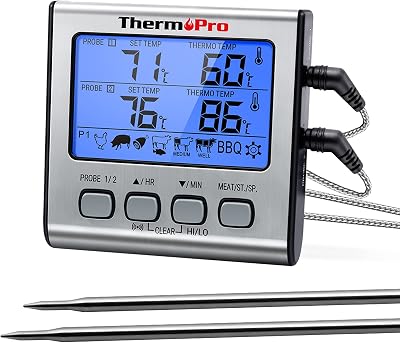 ThermoPro TP17 Digital Meat Thermometer Dual Probes Large Backlit LCD Oven Grill