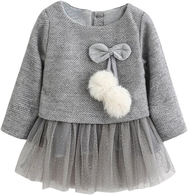 Baby Girl Dresses 0-24 Months, Weant Newborn Baby Girls Clothes Lovely Cute Sweater Princess Dress for Kids Toddler Infant Wedding Party Tulle Dress Outfits Gifts