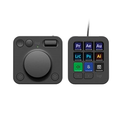 Logitech MX Creative Console, 9 Customizable LCD Keys, Stream Deck Accessories,Connectivity Technology USB-C, Control Dial for Graphic Design, Zoom, Spotify - Graphite, 3-Month Adobe Cloud Membership