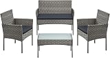 SONGMICS Garden Furniture Set Outdoor PE Rattan Conversation Grey
