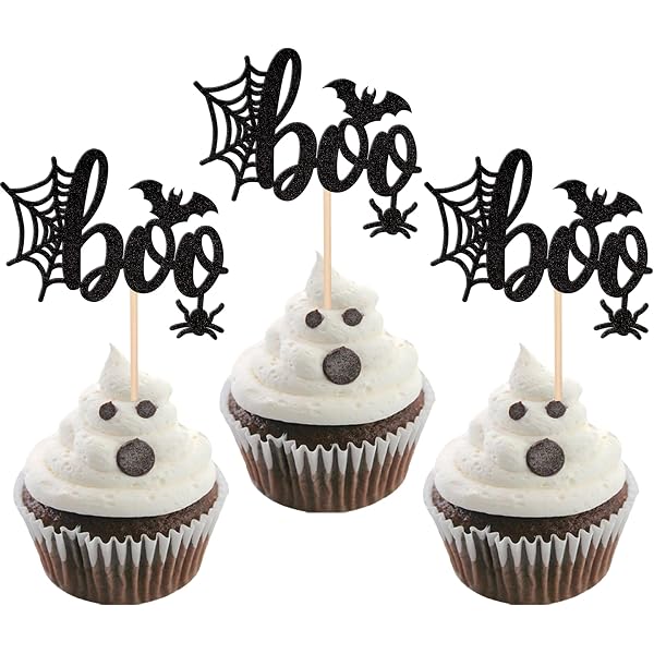 Gyufise Halloween Cupcake-Topper – 24 Stück Mit Hexenhut, Geist & Kürbis