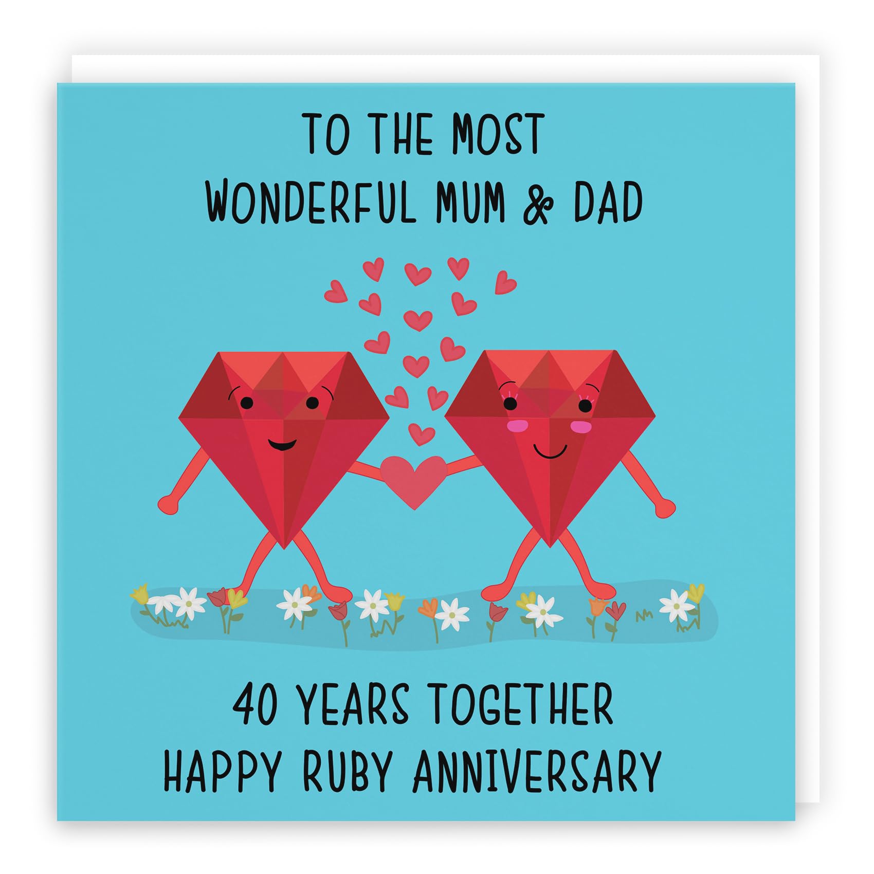 Hunts England - Large Mum And Dad - Parents 40th Anniversary Card - To A Wonderful Mum & Dad - 40 Years Together - Happy Ruby Anniversary - Iconic Collection - Large - 210 x 210 mm