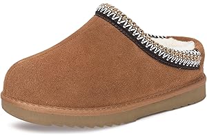 INTINI Kids Slippers Boys Girls Clogs Slipper Faux Fur Soft Slip On Suede Warm Winter House Shoes Cozy Anti-Slip Indoor Outdoor Mules