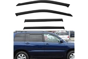 LQQDP 4pcs Window Visors Compatible with 2001-2007 Toyota Highlander Front+Rear Smoke Tint Sun/Rain Guard Outside Mount Tape-On Vent
