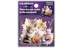 GRYAST 45 pcs Junk Journal Scrapbook Sticker, Junk Journal Supplies, Aesthetic Washi Materials, Decorative Ephemera Planner Arts Craft, Watercolor Scrapbooking for Adults(Orange Cat Paradise)