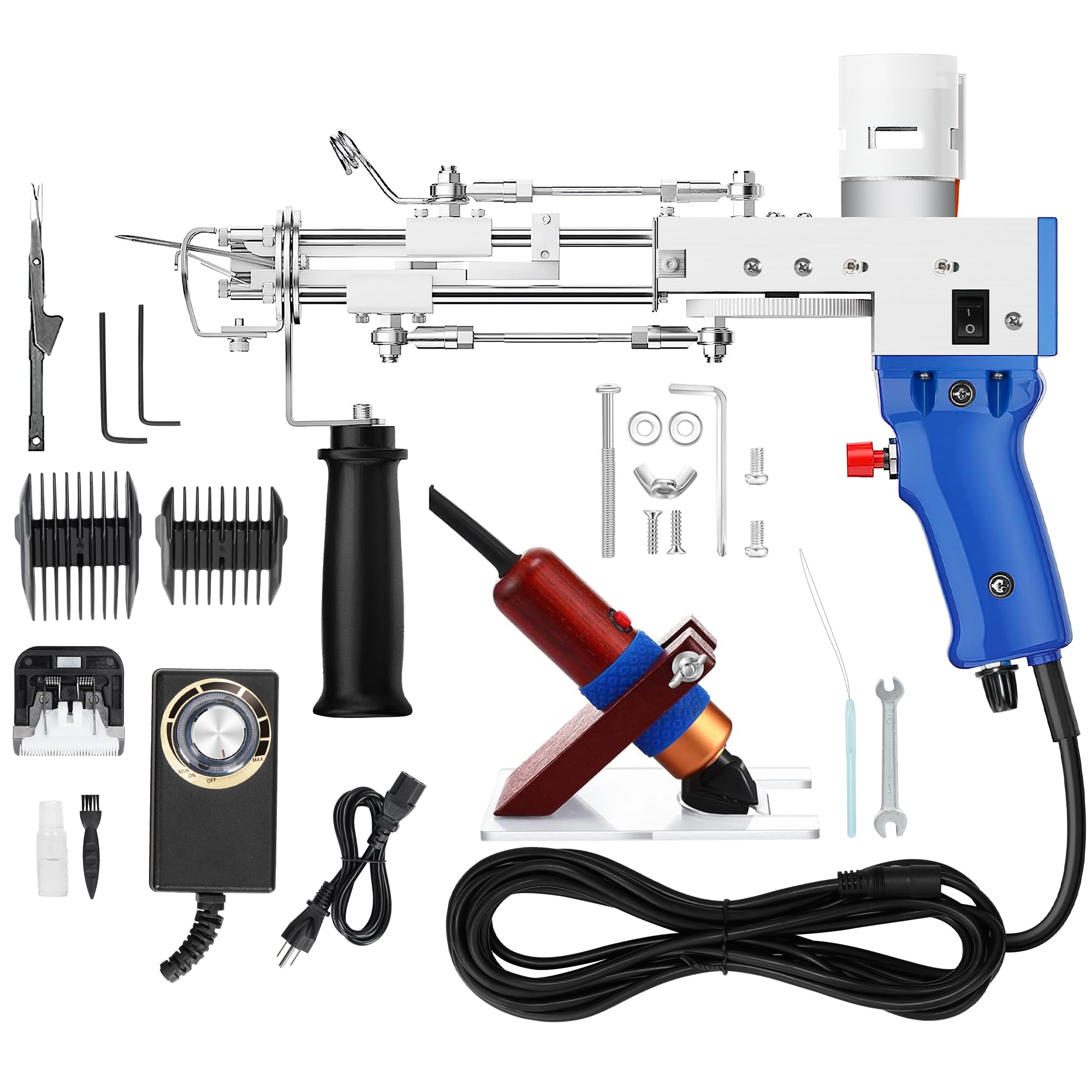 Kit Pistolet à Tufter 2 En 1 (Boucle Et Coupé) - Inclus Toile, Fil, Coupe-Tapis - Pour Tapis DIY