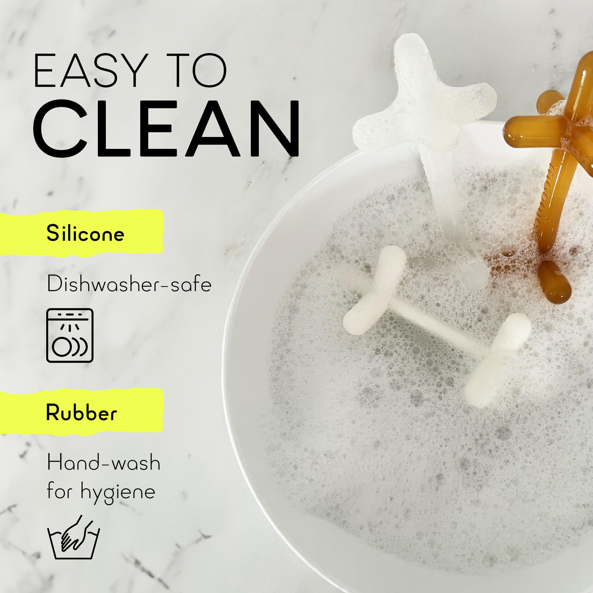 Moonjax Natural Rubber Baby Teething Toys - Baby teether for Infants, Toddlers, Newborns, CPSIA Certified