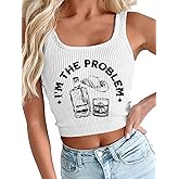 Western Tank Top Country Music Crop Tops Im The Problem Shirt Cowgirl Shirts Country Music Ribbed Knit Crop Top