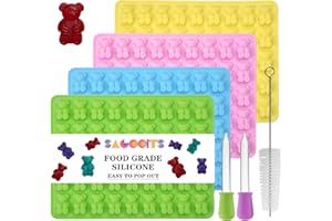 Large Gummy Bear Molds Candy Molds, No Stick Chocolate Candy Gummy Molds,Gummie Molds Premium Silicone,Pack of 4 with 2 Dropp