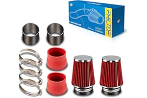 PHILTOP 3.5" Cold Air Intake Kit System Compatible with Mercedes Benz C300 2008-2012 3.0L 3.5L V6, Mercedes Benz C350 2008-2011 3.5L V6, High Performance, Red