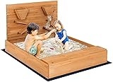 HONEY JOY Sandbox with Sand Wall, Cedar Bottomless