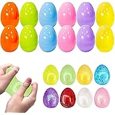 Aviski 24 Pack Easter Eggs with Egg Shape Stree Ball Toys, Easter Basket Stuffers for Kids Toddlers, Squeeze Toys for Easter Party Favors, Easter Gifts for Kids, Filled Easter Egg with Toys Inside