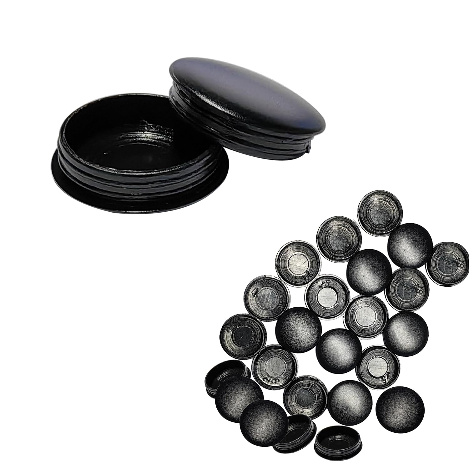 Ctyjia 25 PCS Plug Holes, Drill Hole Cover Caps 16mm, Black Plastic Hole Plugs, for Cupboard Cabinet Shelf Wardrobe Bookcase