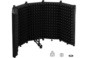LZSIG Microphone Isolation Shield, Foldable Mic Shield with Triple Soundproof, Reflection Filter with 3/8" and 5/8" Threaded for Recording Studio, Podcasts, Singing, and Broadcasting - XL(30"x12.9")