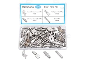 Hmknana 100PCS 4 Styles Shelf Pins Kit - Nickel Plated Shelf Bracket Pegs & Shelf Support Pins,Dowel Pin and Shelf Holders for Shelves Cabinet Furniture Closet etc