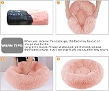 Enjamoy Plush Donut Dog Bed Pink 60cm Calming Round Pet Cushion Self-Warming view 7