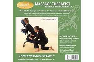 THERE'S NO PLACE LIKE OHM Ohm Therapeutics MASSAGE THERAPIST STARTER SET for Bodywork Practitioners and Sound Therapy features Mid Ohm Set (2X 136.1 hz), Tuning Fork Activator, & Instructional Chart for Chair & Table Massage