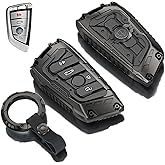 Key Fob Cover for BMW with Keychain, Key Fob Case Compatible with BMW 2 3 4 5 6 7 Series X1 X2 X3 X5 X6 Accessories (A Model-Black)