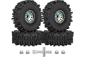HobbyPark Rainbow Negative Offset -10mm 1.9 Beadlock Wheels and Mud Slingers Tires for TRX4 Axial SCX10 II III RR10 Wraith Redcat Gen 8 VS4-10 1/10 RC Crawler