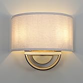 Yosoan Linen Fabric Cloth Boho Aged Brass Gold Wall Sconce Stairwell Fixture Light, 2-Light Dual Indoor Hardwired Vanity Vint