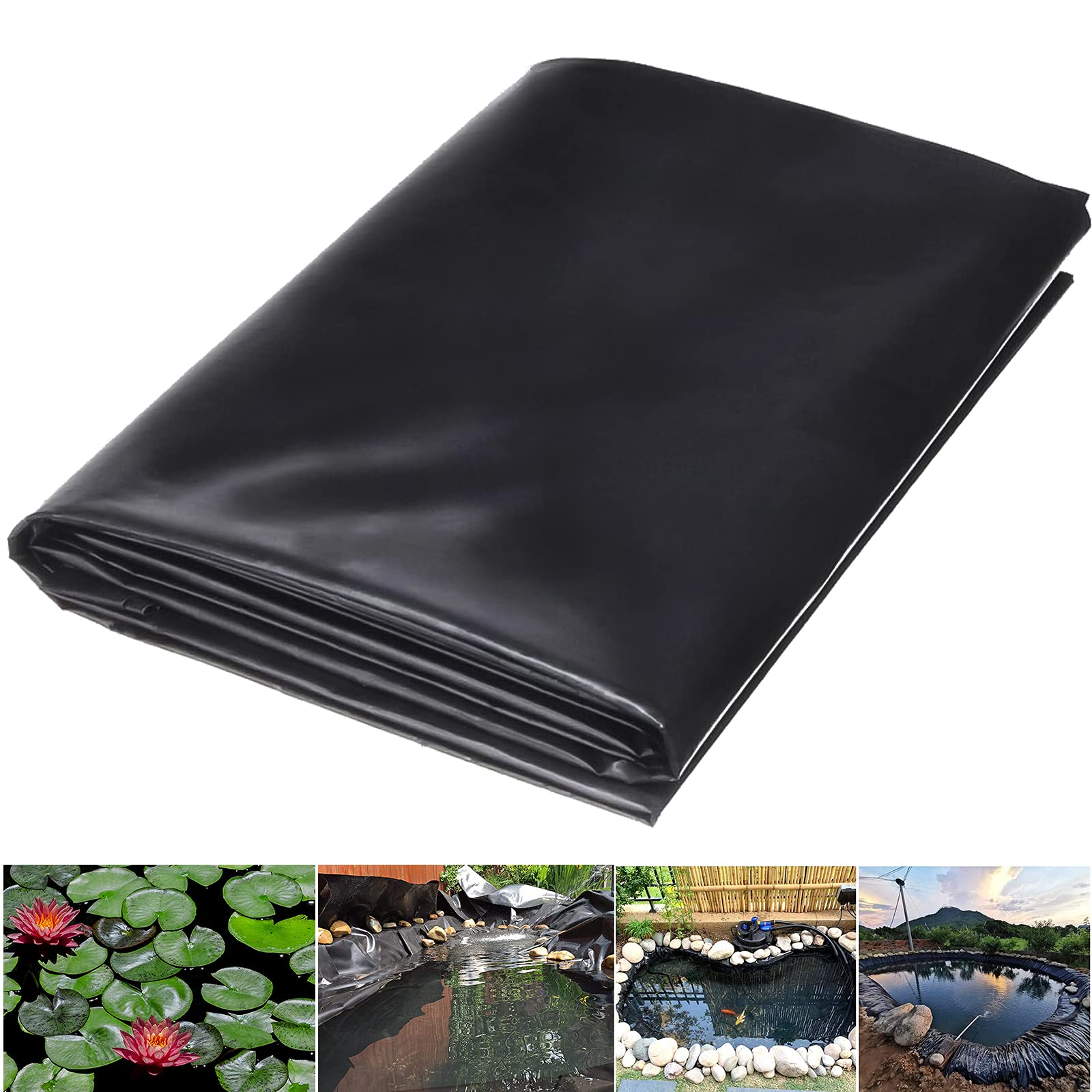 Pond Liner Flexible Fish Pond Bed Liners Pool Membrane Foldable Impermeable Film for Waterfall Water Garden Proof Ponds 2m x 2m