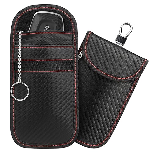 Faraday Bag for Car Keys, [2 Pack] Diyife Upgraded Anti Theft Car Key Signal Blocker Pouch with Welt & Hook Securing Keyring, RFID Key Pouch for Keyless Car, Waterproof Key Fob Protection Pouch
