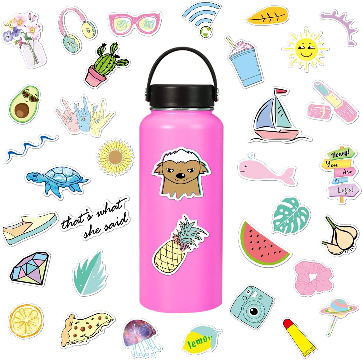 Stickers for Water Bottles Waterproof Cute Vinyl Stickers Laptop Luggage Stickers Skateboard Guitar Travel Case Graffiti Sticker Motorcycle Stickers Teens Girls Boys (35 pcs)