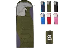 Elevon Sleeping Bag for Adults Teens Kids Cold Warm Weather, Portable Waterproof & Lightweight, Compact with Compression Sack, for 3-4 Seasons Camping, Backpacking, Hiking, Travel, Indoors Outdoors