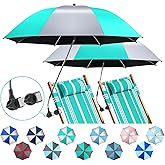 NBtoUS 2 Pack Beach Umbrella with 360 Universal Clamp, UPF50+ Umbrella Outdoor Patio Sun Protection for Chairs, Beach &Patio Use (Not Include Chair)
