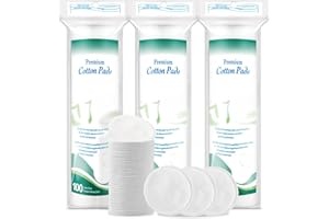 CENYOUFUL Premium Cotton Rounds for Face, 300 Count Makeup Remover Pads, 100% Pure & Natural Facial Cleansing Round Pads, Soft, Hypoallergenic, Lint-Free, Highly Absorbent